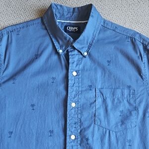 Chaps Men's Blue Palm Print Shirt